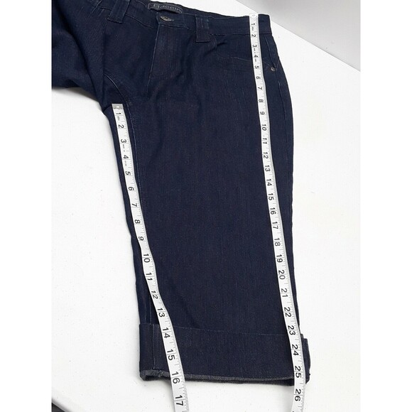 Baccini Capri Blue Jeans Sz 8P Denim Embriodered Studded Cuffed Flap Pockets - Picture 7 of 10